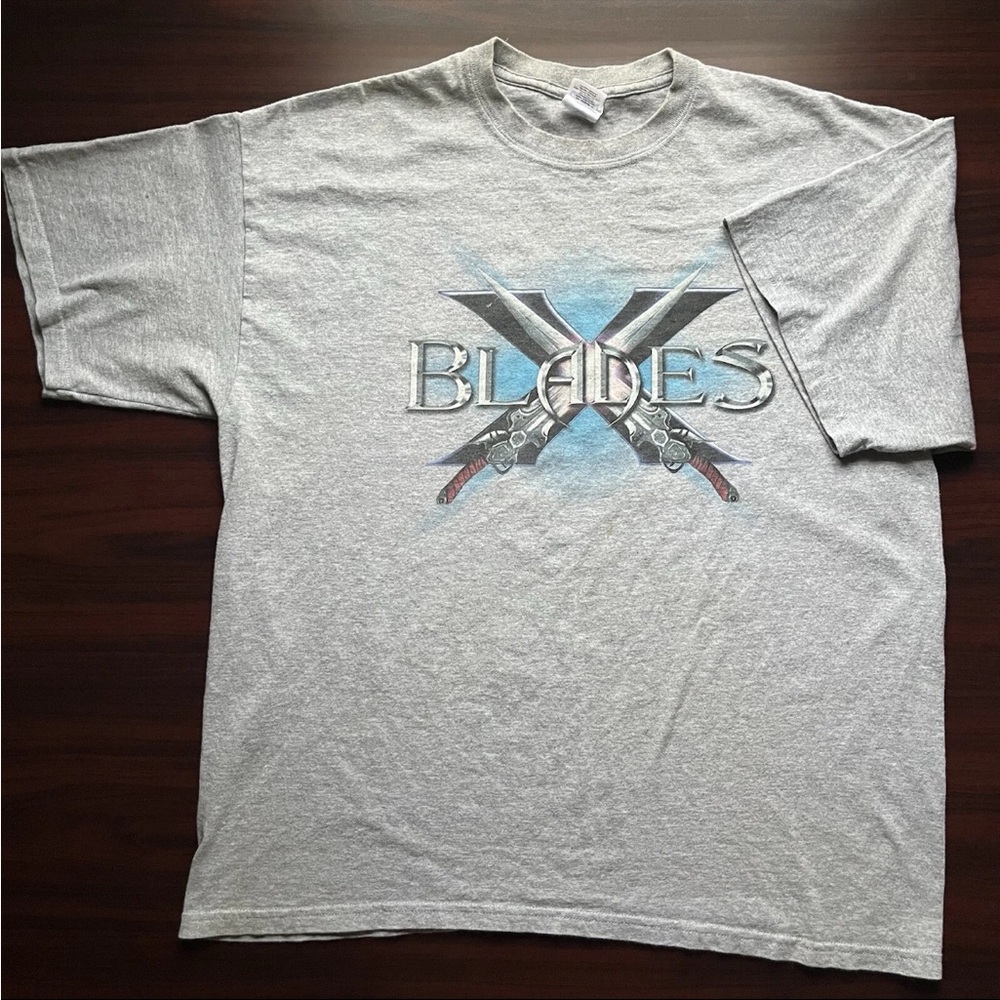 X Blades Shirt Adult 2007 Video Game Xbox 360 Promo Gray Gildan Tee Size XL